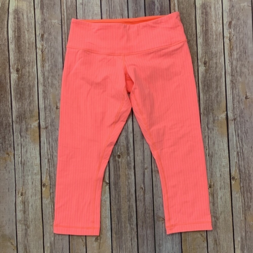 //Lululemon Wunder Under Crop Neon Pop Orange - Picture 15 of 16